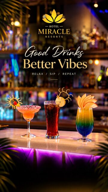 🍹✨ **RELAX. SIP. REPEAT. ✨🍹

Unwind, sip, and soak in the vibrant energy at Hotel Miracle Resorts! 🥂

Gather your crew, raise a glass to good times, and enjoy your favorite handcrafted cocktails in an atmosphere made for unforgettable evenings. 🍸🎶

Whether it’s a weekend catch-up, a celebration, or simply time to relax. Your perfect vibe starts here! 💫

📍 Hotel Miracle Resorts, Banga Road, Opp. Marvel Resort, Phagwara
📞 +91 85589-00065 | +91 78283-00003

✨ Good Drinks | Great Company | Unforgettable Vibes ✨

#HotelMiracleResorts #GoodDrinksBetterVibes #CocktailHour #ResortVibes #WeekendVibes #Mixology #GoodTimes #BarVibes #SipAndUnwind
