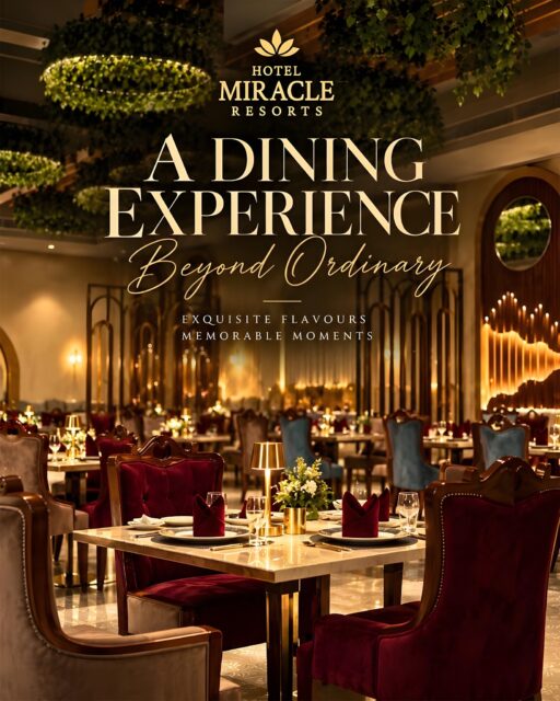 Step into an atmosphere of sophistication and taste the extraordinary ✨🍽️

At Hotel Miracle Resorts, every meal is crafted to perfection, blending exquisite flavours with unmatched luxury. Whether it’s a romantic dinner or a celebratory gathering, join us for a dining experience beyond the ordinary.

📍 Banga Road, Opp. Marvel Resort, Phagwara
📞 +91 85589-00065 | +91 78283-00003

#HotelMiracleResorts #FineDining #ExquisiteFlavours #LuxuryDining #GourmetExperience #CulinaryExcellence #Hospitality